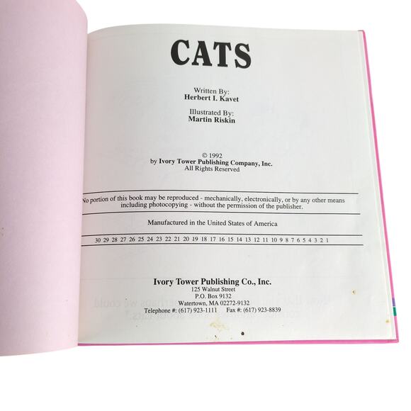 CATS by Herbert I Kavet 1992 Hardcover Book Illust Martin Riskin Ivory Tower Pub - Picture 4 of 8